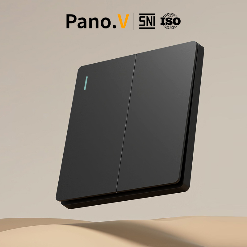 PanoV 10002-2 BLACK Saklar Listrik series 2 gang